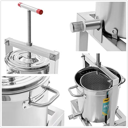 Fruit Wine Press 2.6 Gallon Manual Grape Presser for Wine Juice Making DIY Large Fruit Honey Presser Apple Cider Grape Juice Press Extractor - color: 2.6 Gallon