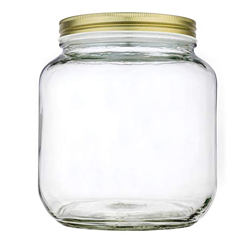 kitchentoolz 6 Pack of Glass Mason Jar Half Gallon Wide Mouth with Airtight Metal Lid - Safe for Fermenting Kombucha Kefir, Pickling, Storing and Canning Made in USA - color: Gold Lid