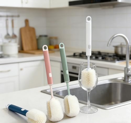 Bottle Bright Cleaning Tablets and Long Handle Brush,30PC | for Thermos, Coffee Pot, Glass, Tumbler, Stainless Steel, also can clean dentures.Dissolve with Hot Water,30PC