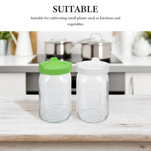 Yardwe 2pcs Quart Mason Jar Sprouting Kit with Mesh Lids - Wide Mouth Glass Sprouting Jars for Kitchen Seed Germination and Microgreens Starter - Home Herb and Vegetable Growing Set