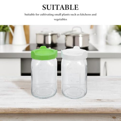Yardwe 2pcs Quart Mason Jar Sprouting Kit with Mesh Lids - Wide Mouth Glass Sprouting Jars for Kitchen Seed Germination and Microgreens Starter - Home Herb and Vegetable Growing Set