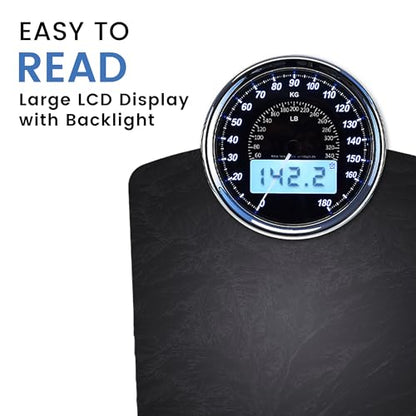 EILISON Highly Advance 2-in-1 Digital & Analog Weighing Scale for Body Weight-400lbs, 4 High Precison GX Sensor Accurate, Thick Tempered Glass, Extra Large Display (New Black) - color: Grey