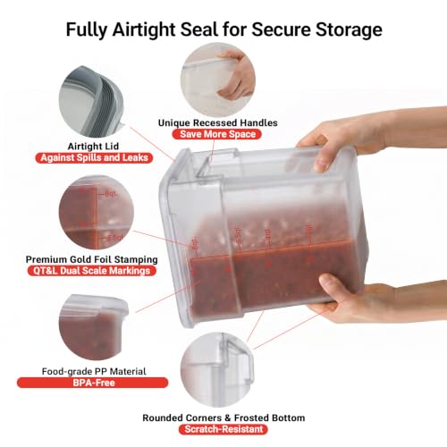 2 Pack 2 QT Commercial Airtight Food Storage Containers, BPA-Free Translucent Polypropylene, Stackable Ingredient Bin for Prep & Nuts, Shallow Model - size: 2 X 2.0(QT)-Shallow