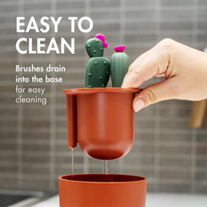 Boon Cacti Bottle Cleaning Brush Set,Terracotta,4 Piece Set,(Pack of 12) - size: 4 Piece Set (Pack of 12), style: Terracotta Set