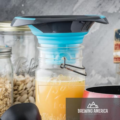 Kitchen Canning Funnel – Collapsible Silicone Food Funnel for Wide Mouth and Regular Mason Jars – Flexible Use for Coffee, Liquid, Jam, Cooking, Baking, Crafts - Teal/Gray - color: Teal-Gray