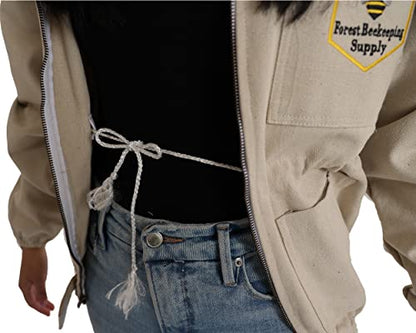 Beekeeping Jacket with Round Veil and Gloves, Natural Canvas Bee Jacket with Durable YKK Brass Zippers for Professional & Hobby Beekeepers (2XL) - size: XX-Large