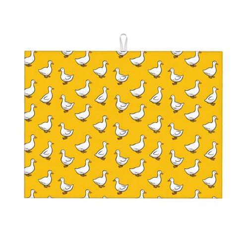 Dish Drying Mat Yellow Duck Pattern Absorbent Microfiber Non Slip Quick Dry Heat Resistant Holiday Decorative Kitchen Counter Mat for Plates Cups Glasses 18x24 Inch - color: D1, size: 18" x 24"