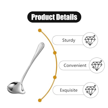 2 PCS Gravy Ladle Professional Soup Ladle Ladle Spoon Soup Spoon Long Handled Stainless Steel Sauce Soup Spoon with Pour Spout for Kitchen Tool,Soup Sauces, Gravies(8.07inch,Silver)