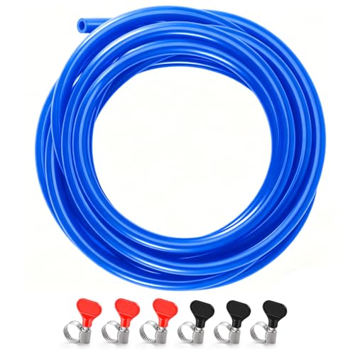 15Ft Beer CO2 Gas Line, 5/16" ID Keg Gas Line Blue Beer Gas Line Kegerator Lines Keg Co2 Line PVC Tubing with Hose Clamps for Draft Beer Home Brewing - size: 15FT