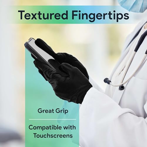 Black Small Nitrile Gloves Case of 1000 - Medical Grade - Latex-Free, Powder-Free - Disposable Nitrile Gloves - Medical Exam, Lab, and Industrial Use - color: Black (Small)