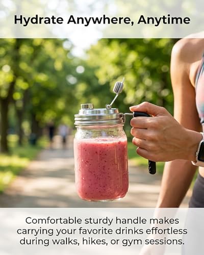 Metal Mason Jar Drinking Lids with Handle Wide Mouth Stainless Steel Glass Canning Supplies Superb Canning Lid Anticracking Leak Proof Seal Flip Cap Cover Airtight Accessories for Drink - color: #3 70mm