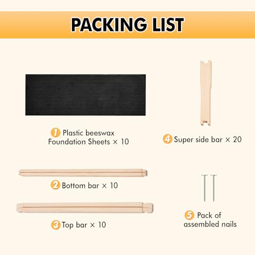 POLLIBEE Medium or Super Bee Hive Frames and Wax Foundations,10 Pack Honey Bee Frames with 100% Beeswax Coated Food Grade Foundation Sheets, Beekeeping Supplies,6-1/4-Inch (Black) - size: Medium Black