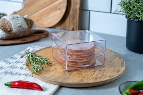Pikanty Mini Deli Meat Container for Refrigerator - Small Airtight Keeper for Salami, Pepperoni, Prosciutto, Charcuterie & Sliced Cheese, Fits Fridge Door, Hinged Lid, Dishwasher Safe, Made in USA - style: Mini Deli Keeper