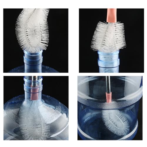 Long Bottle Brush, 70cm Stainless Steel Handle Bendable Head Bottle Cleaner Brush for Household Office (Grey) - color: Gray