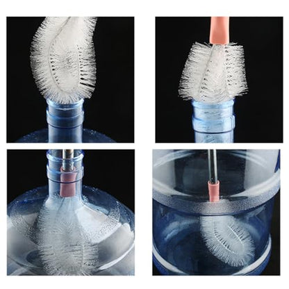 Long Bottle Brush, 70cm Stainless Steel Handle Bendable Head Bottle Cleaner Brush for Household Office (Grey) - color: Gray