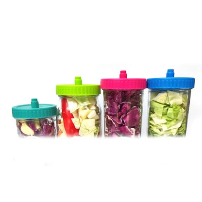 Mason Jar Fermentation lids waterless Airlock Fermenting for Pickle Fermenter Caps Wide Mouth Mason (4 Airlock) - style: 4 Airlock