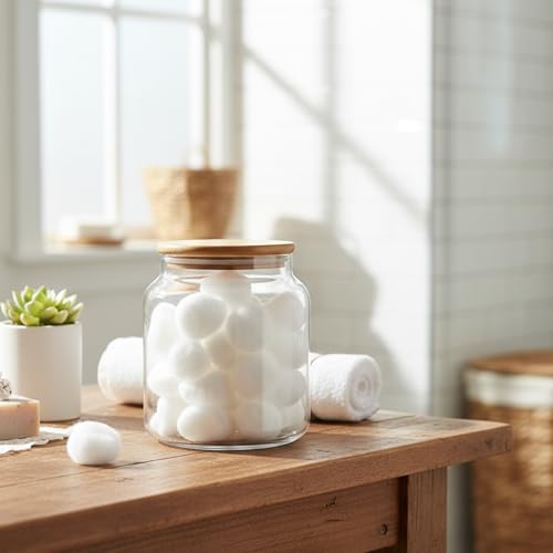 kitchentoolz 1/2 Gallon Mason Jar – 64 oz Wide Mouth Half Gallon Glass Jar with Wooden Lid – 2‑Pack Large Mason Jars for Kitchen Storage, Pantry Organization & Decorative Use