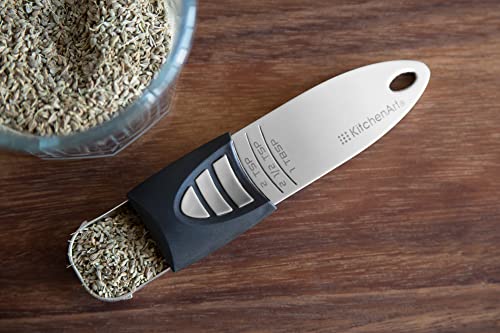 KitchenArt Stainless Steel Pro Adjust-A-Tablespoon, Adjustable Tablespoon | Spoon That Measures 1/2 TSP to 1 TBL | All In One Measuring Spoon | Cooking & Baking Gadget | Kitchen Organization - size: Tablespoon