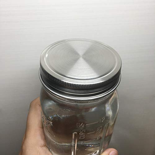 Stainless Steel Mason Jar Lids, Storage Caps with Silicone Seals for Regular Mouth Size Jars, Polished Surface, Reusable and Leak Proof, Pack of 12 (12-Pack Regular Mouth stainless steel) - size: 12-Pack Regular Mouth stainless steel