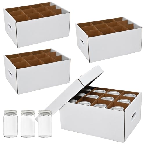 4 Pcs White Canning Jar Storage Boxes,Fits 32 oz Jars Regular or Wide Mouth Canning Jar Storage,12 Cells Mason Jar Storage Boxes, Mason Jar Organizer for Storage & Moving - color: 4pcs White