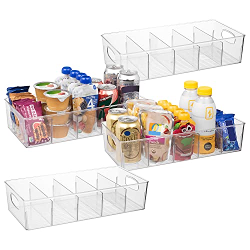 ClearSpace Plastic Pantry Organization and Storage Bins with Removable Dividers – Perfect Kitchen Organization or Kitchen Storage – Refrigerator Organizer Bins, Cabinet Organizers (4 Pack XL) - size: 15"L x 7.5"W x 3.5"H