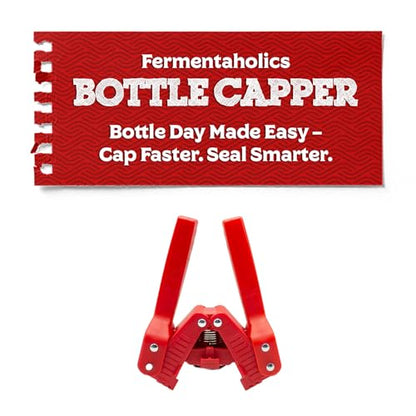 Fermentaholics Beer Bottle Capper & Lid Set – Double Wing Capping Tool & 144 Black Crown Caps – For Bottling Drinks at Home – Fits Standard Beer Bottles, Homebrew, 12 oz & Bombers with 26mm Opening - size: Bottle Capper Lid Set and 144 Black Crown Caps