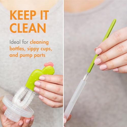 Boon Cacti Replacement Baby Bottle Brushes - Includes Bottle Cleaner Brush, Straw Cleaner Brush, Nipple Brush and Detail Brush for Baby Bottles - Newborn Essentials - Sage - 4 Count - size: 4 Piece Set, style: Cacti Replacement Brush