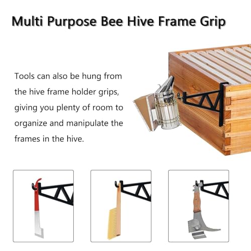 6Pcs Beehive Inspection Bracket,Beehive Frame Holder Frame Perch Beekeeping Bracket Rack for Beekeepers Bee Hive Stand Beehive Hanger Beekeeping Equipment Beekeeping Supplies Tool (Black)