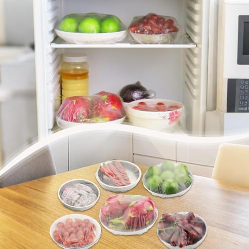 100pcs Disposable Shrinkable Fresh Keeping Bags – Elastic Food Storage Covers for Kitchen Bowls/Plates