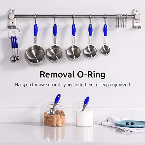 Measuring Cups : U-Taste 18/8 Stainless Steel Measuring Cups and Spoons Set of 10 Piece, Upgraded Thickness Handle(Blue) - color: Blue