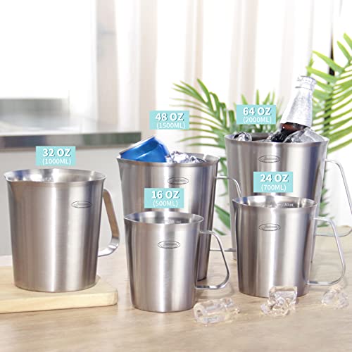 Measuring Cup, [Upgraded, 3 Measurement Scales, Including Cup Scale, ML Scale, Ounce Scale], Newness Stainless Steel Measuring Cup with Marking with Handle, 48 Ounces (1.5 Liter, 6 Cup) - size: 48 OZ (6 Cup, 1500 ML)