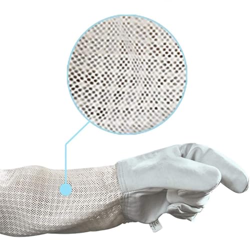 Luwint Premium Goatskin Beekeeping Gloves, Bee Beekeeper Gloves with 3 Layers Ventilated Mesh Sleeve and Elastic Cuffs - size: X-Large