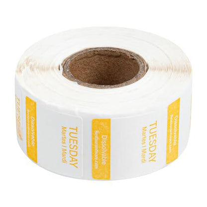 Restaurantware RW Smart 1 Inch x 1 Inch Food Rotation Labels 3500 Dissolvable Food Safety Labels - Premium Trilingual Paper Day Of The Week Labels For Food Storage Or Prep Weekly - style: 7-Day