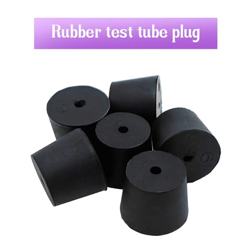 6Pcs Solid Rubber Stopper Bungs with Hole 26mm to 32mm Solid Test Tubes Bungs Stopper for Flask, Plug Holes and Test Tube(Black) - size: 26mm to 32mm