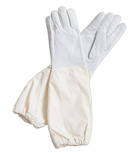 Beekeeping Gloves – Goatskin Leather Bee Gloves for Men and Women, Bees Protective Gear with Long Canvas Sleeves and Elastic Cuffs for Hobbyists and Professional Beekeepers (Small) - size: Small (Pack of 1)