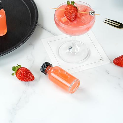 Restaurantware Vetri 1 Ounce Boston Glass Bottles, 48 Sample Bottles With Black Phenolic Caps - Dishwashable, Round, Clear Glass Bottle, For Potion, Juice, Ginger Shots, Whiskey, Liquids - color: Clear, size: 1 oz