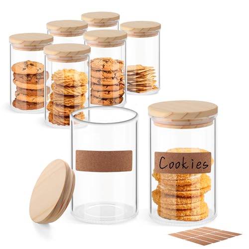 ULAB 3mm Thick Glass Food Container Set with Lid, 9.8 OZ Clear Storage Jar, Pack of 6, Glass Airtight Canisters set for Cookie, Candy, Coffee Beans, USJ1001 - color: 9.8oz-6pcs