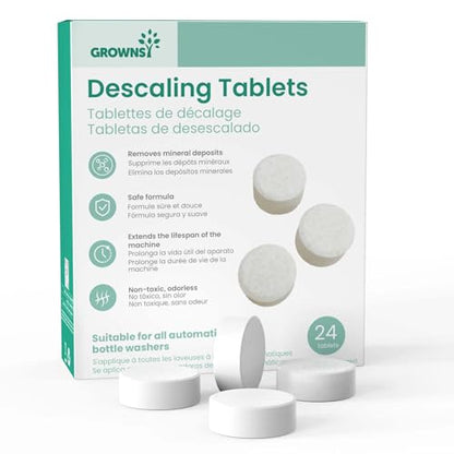 GROWNSY Descaling Tablets for Bottle Washers, Descaler Tablets to Remove Limescale & Mineral Buildup, Compatible with Momcozy and Baby Brezza Baby Bottle Washer, 24 Count - size: 24 Count