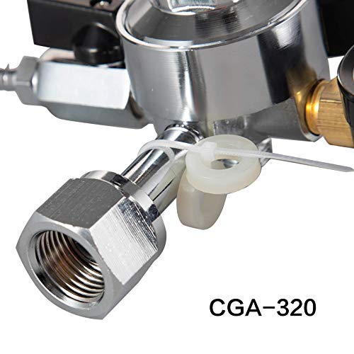 Beer Keg CO2 Regulator CGA320 -Brand LUCKEG Kegerator Regulator with Safety Pressure Relief Valve, Include 5ft Red Gas Line and Worm Clamps for Home Brewing Keg Kegging