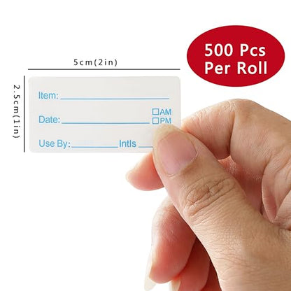 1000 Labels for Food Containers, No-Residue Food Labels and Easy to Write on, Removable Date Freezer Labels Sticker, 1 x 2 Inch