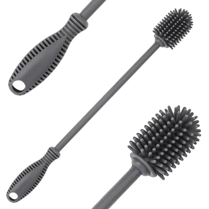 Silicone Bottle Cleaning Brush with Long Handle, 12.5" Water Bottle Cleaner for Baby Bottles, Hydro Flask, Sports Bottle, Vase, Glassware, Perfect for Smaller Diameter Bottle Openings (One Pack) - color: Gray