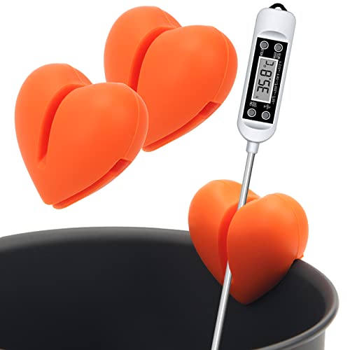 Windspeed Thermometer Pot Clip Holder(No Thermometer Include), 2Pcs Candy Thermometer Pot Clip Holder for Digital Thermometer Holder for Candle Soap Jam Candy Milk Chocolate Cooking - color: Orange