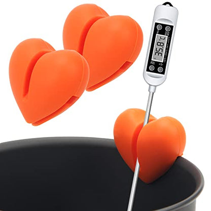 Windspeed Thermometer Pot Clip Holder(No Thermometer Include), 2Pcs Candy Thermometer Pot Clip Holder for Digital Thermometer Holder for Candle Soap Jam Candy Milk Chocolate Cooking - color: Orange