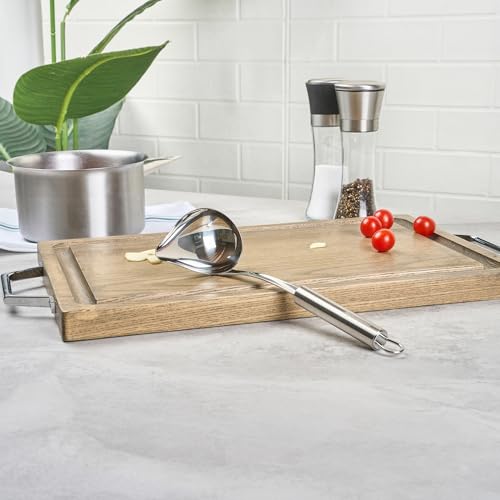 Restaurantware Stainless Steel Soup Ladle with Pour Spout - German Standard Gravy Ladle, Dishwasher Safe, Heat Resistant - Easy Pour Spout Ladle for Serving Soup, Sauce, Gravy - style: Pour Spout Ladle