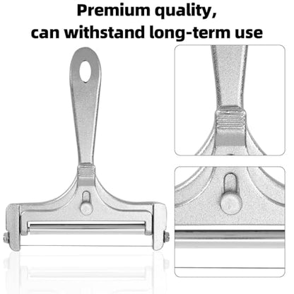 lasuroa Cheese Cutter, Stainless Steel Cheese Slicer with 4pcs Extra Wires Adjustable Handheld Butter Block Cutter for Cheddar Gruyere Mozzarella Kitchen Slicing Tools - style: Cheese Slicer+4 Extra Wires