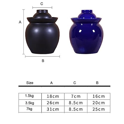 Traditional Chinese Pickle Jar Ceramic Jar with Lid, Fermentation Kit Crock with Water Seal Airlock Lid, Fermentation Jar for Pickles, Kimchi, Sauerkraut,Paocai Jar Blue-1.5Kg - color: Blue-1.5kg, size: 1.5Kg