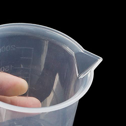 Waziaqoc 200ml/6.8oz Plastic Graduated Beaker, Transparent, 3 Pack | PP Material, Measuring Cup, Mixing Cup, For Kitchen Lab - color: 3pcs, size: 200 ml