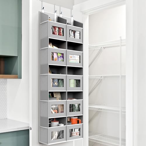 Simple Houseware Extra Large Heavy Duty Over the Door Organizer with 10 Clear Window Pockets, 80 lbs Capacity for Pantry, Closet, Bathroom, Gray - size: 10 Pockets