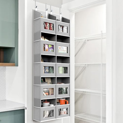 Simple Houseware Extra Large Heavy Duty Over the Door Organizer with 10 Clear Window Pockets, 80 lbs Capacity for Pantry, Closet, Bathroom, Gray - size: 10 Pockets