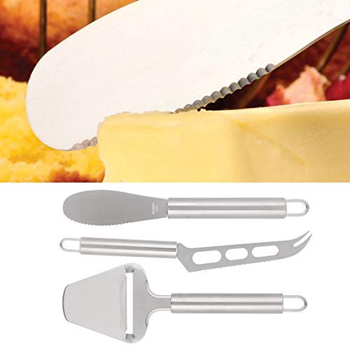 HEEPDD 3Pcs Stainless Steel Cheese Cutter Knife, Butter Scraper Kitchen Gadgets Set, Multifunctional Food Grade Kitchen Tools with Hanging Holes for Home Use